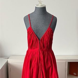 Mara Hoffman red cotton zip front dress